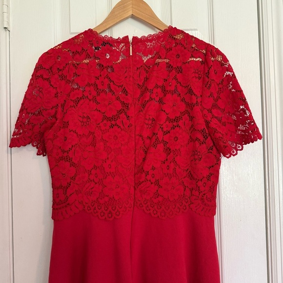 Kate Spade New York Rose Lace Bodice Ponte Dress Red Size 8 - Picture 10 of 16